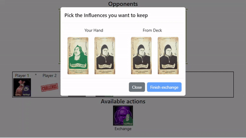 Animated gif which shows glare on cards during the EXCHANGE dialogue.